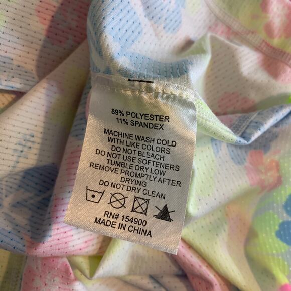 Taylor Jordan Top Womens XL Extra Large White Neon Floral Quarter Zip Floral - Picture 12 of 14